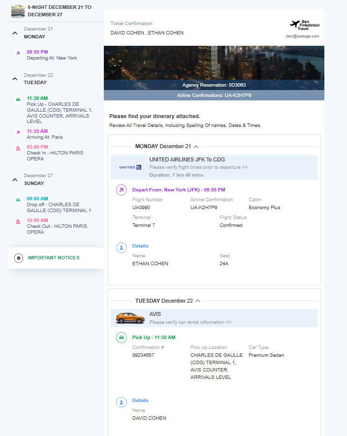 Trip Timeline — chronological multi-booking conflict view